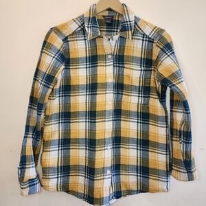 Eddie Bauer Plaid Crinkle Cotton Button Down Shirt Size Medium